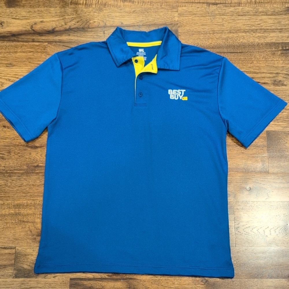 Mens Best Buy blue & yellow polo shirt size M